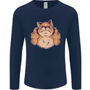 Grumpy Cat Finger Flip Offensive Funny Mens Long Sleeve T-Shirt Navy Blue