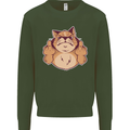 Grumpy Cat Finger Flip Offensive Funny Mens Sweatshirt Jumper Forest Green