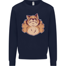 Grumpy Cat Finger Flip Offensive Funny Mens Sweatshirt Jumper Navy Blue