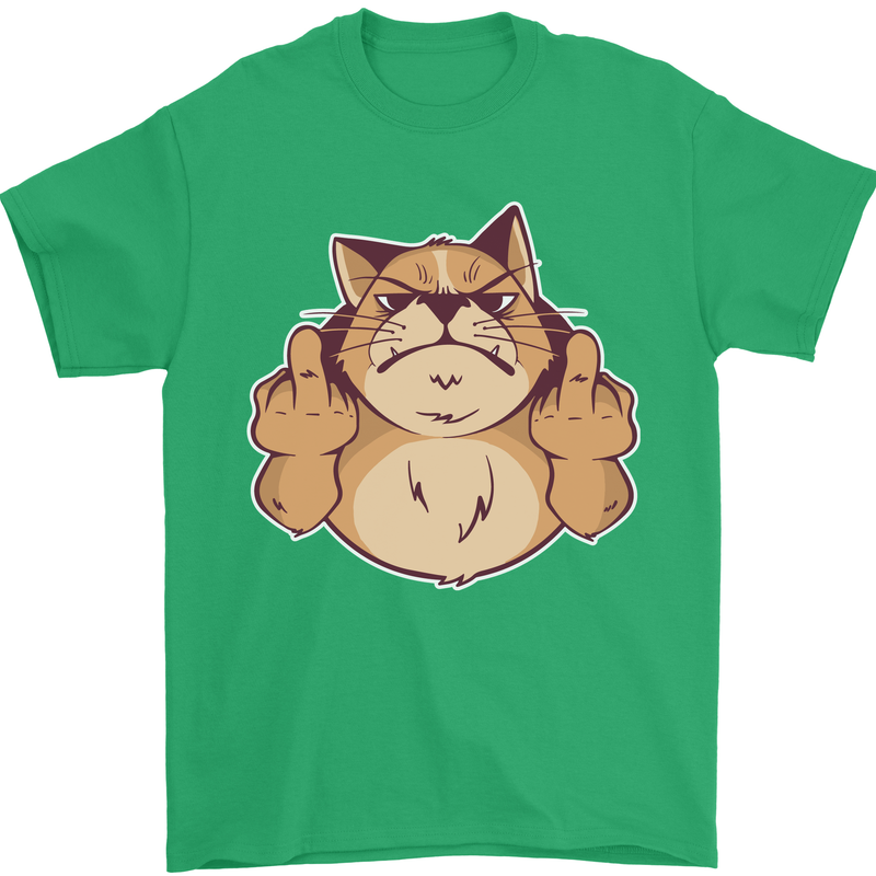 Grumpy Cat Finger Flip Offensive Funny Mens T-Shirt Cotton Gildan Irish Green