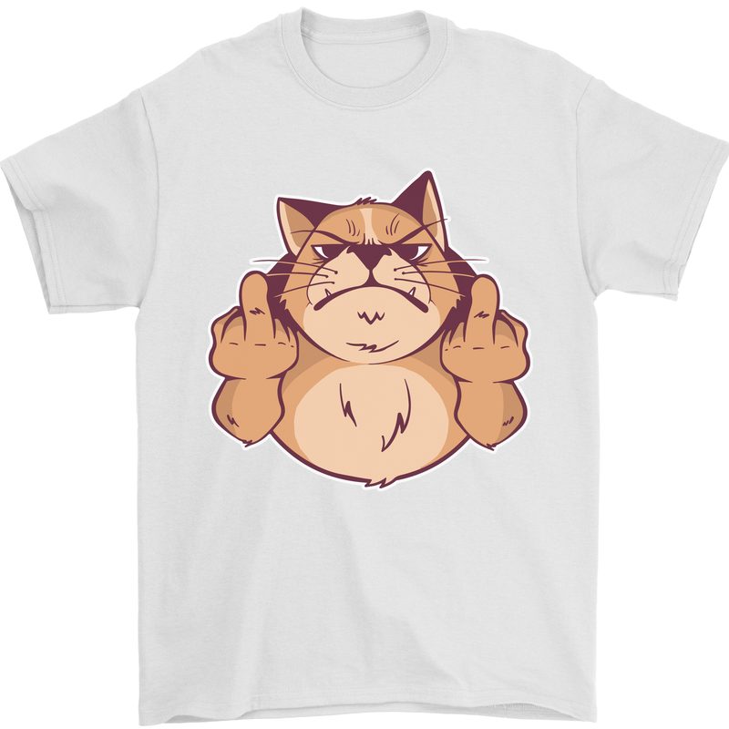 Grumpy Cat Finger Flip Offensive Funny Mens T-Shirt Cotton Gildan White