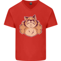 Grumpy Cat Finger Flip Offensive Funny Mens V-Neck Cotton T-Shirt Red