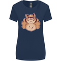 Grumpy Cat Finger Flip Offensive Funny Womens Wider Cut T-Shirt Navy Blue