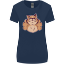 Grumpy Cat Finger Flip Offensive Funny Womens Wider Cut T-Shirt Navy Blue