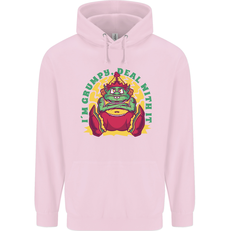 Grumpy Elf Funny Anti Christmas Bah Humbug Childrens Kids Hoodie Light Pink