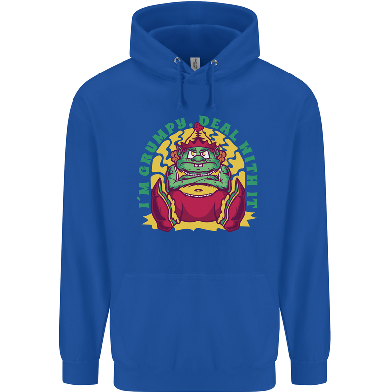 Grumpy Elf Funny Anti Christmas Bah Humbug Childrens Kids Hoodie Royal Blue