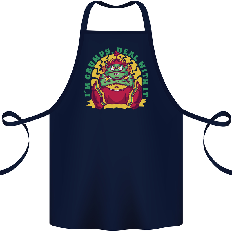 Grumpy Elf Funny Anti Christmas Bah Humbug Cotton Apron 100% Organic Navy Blue