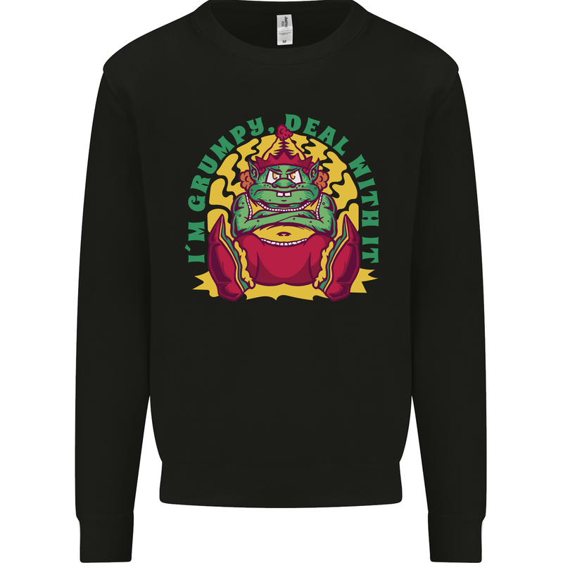 Grumpy Elf Funny Anti Christmas Bah Humbug Kids Sweatshirt Jumper Black