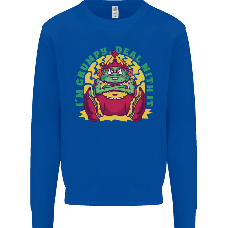 Grumpy Elf Funny Anti Christmas Bah Humbug Kids Sweatshirt Jumper Royal Blue