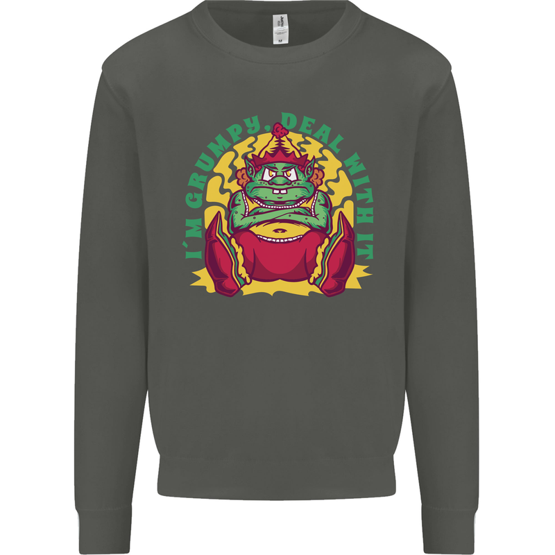 Grumpy Elf Funny Anti Christmas Bah Humbug Kids Sweatshirt Jumper Storm Grey