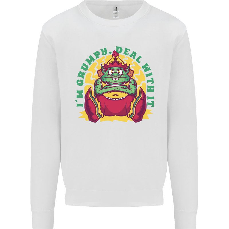 Grumpy Elf Funny Anti Christmas Bah Humbug Kids Sweatshirt Jumper White