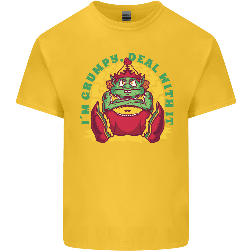 Grumpy Elf Funny Anti Christmas Bah Humbug Kids T-Shirt Childrens Yellow