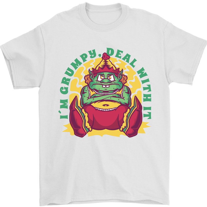 Grumpy Elf Funny Anti Christmas Bah Humbug Mens T-Shirt 100% Cotton White