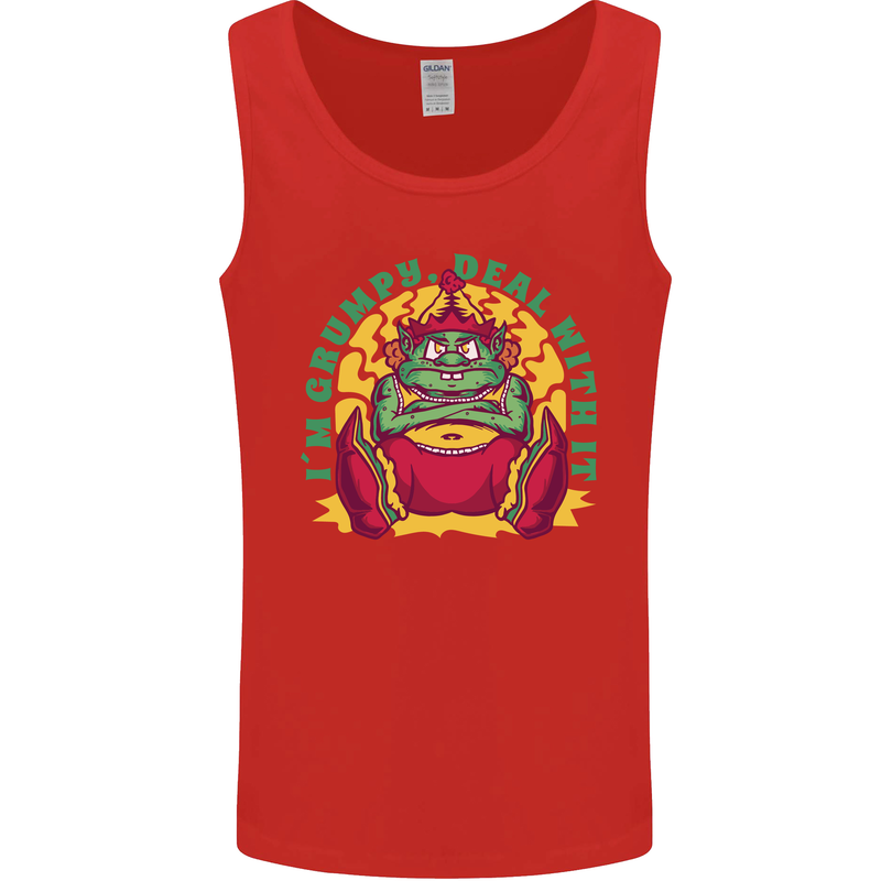 Grumpy Elf Funny Anti Christmas Bah Humbug Mens Vest Tank Top Red