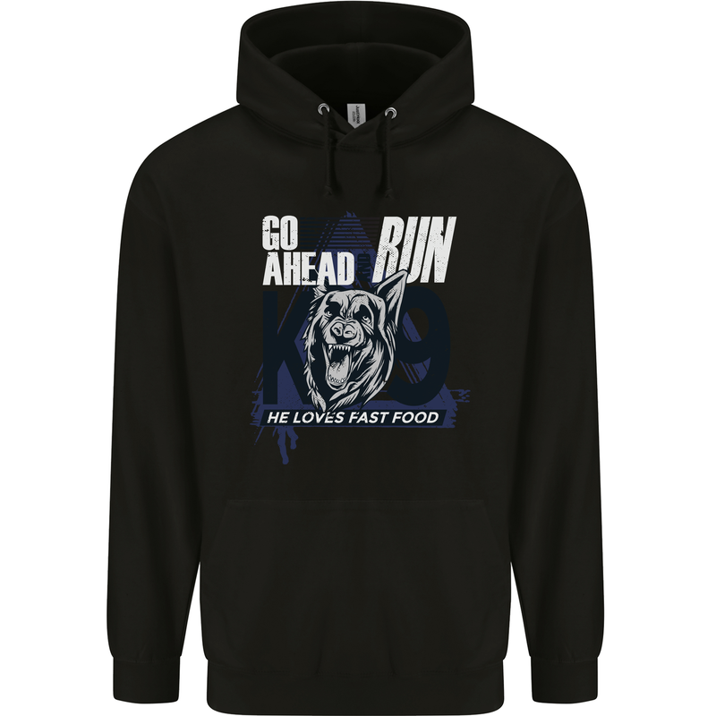 Guard Dog German Shepherd Fast Food Childrens Kids Hoodie Black