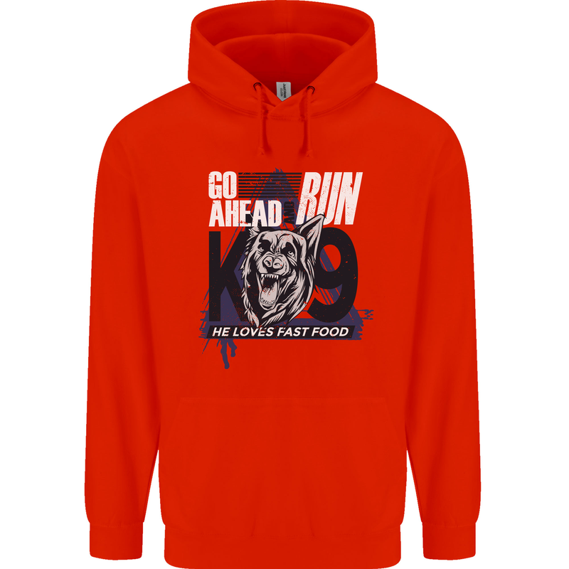 Guard Dog German Shepherd Fast Food Childrens Kids Hoodie Bright Red