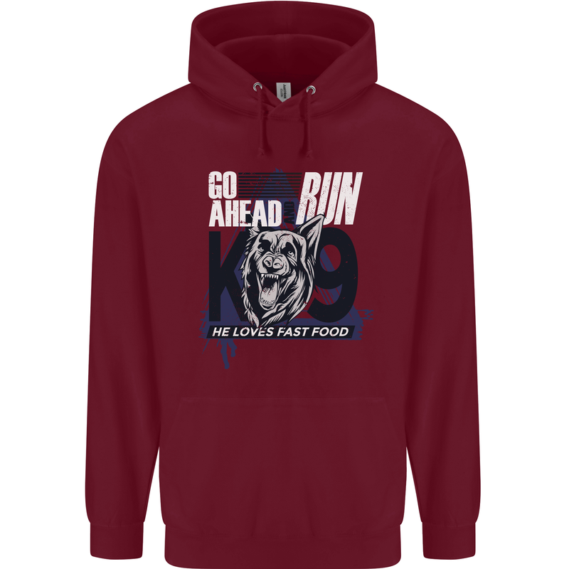 Guard Dog German Shepherd Fast Food Childrens Kids Hoodie Maroon