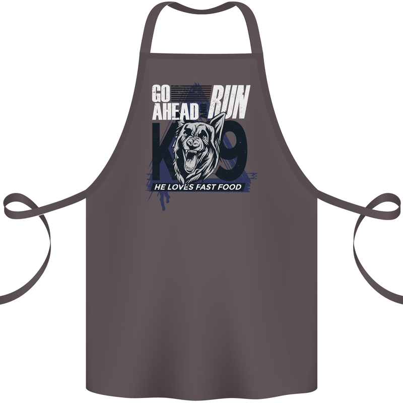 Guard Dog German Shepherd Fast Food Cotton Apron 100% Organic Dark Grey