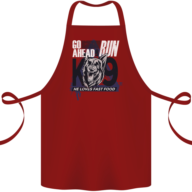 Guard Dog German Shepherd Fast Food Cotton Apron 100% Organic Maroon