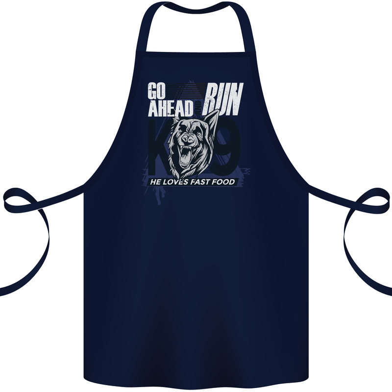 Guard Dog German Shepherd Fast Food Cotton Apron 100% Organic Navy Blue