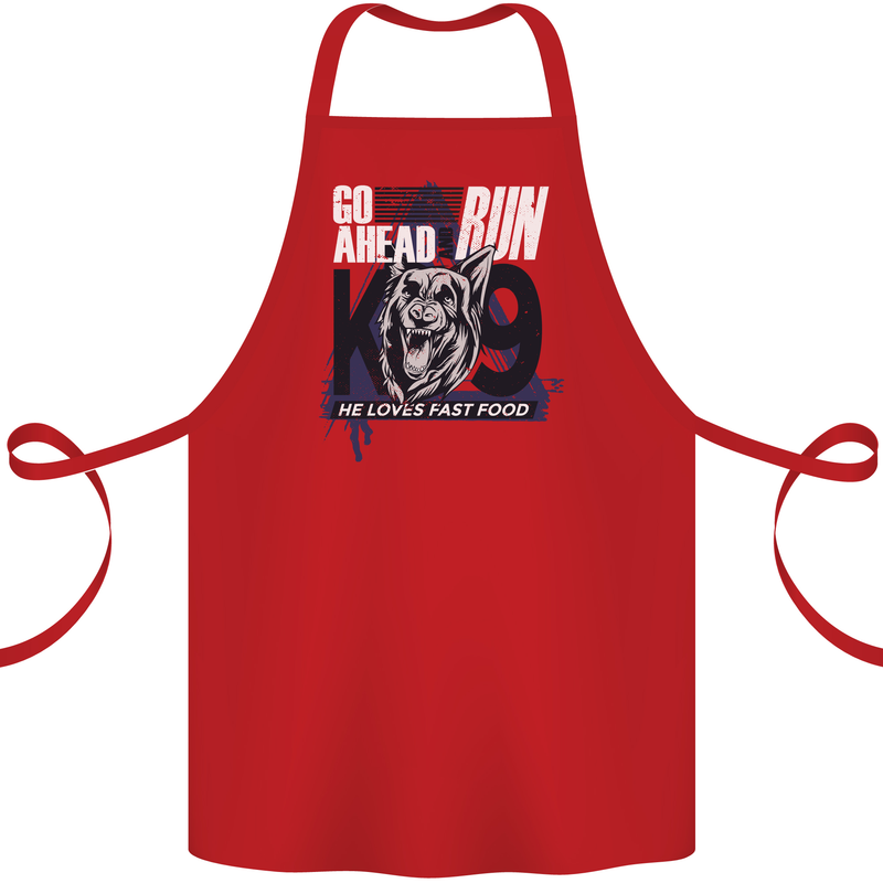 Guard Dog German Shepherd Fast Food Cotton Apron 100% Organic Red