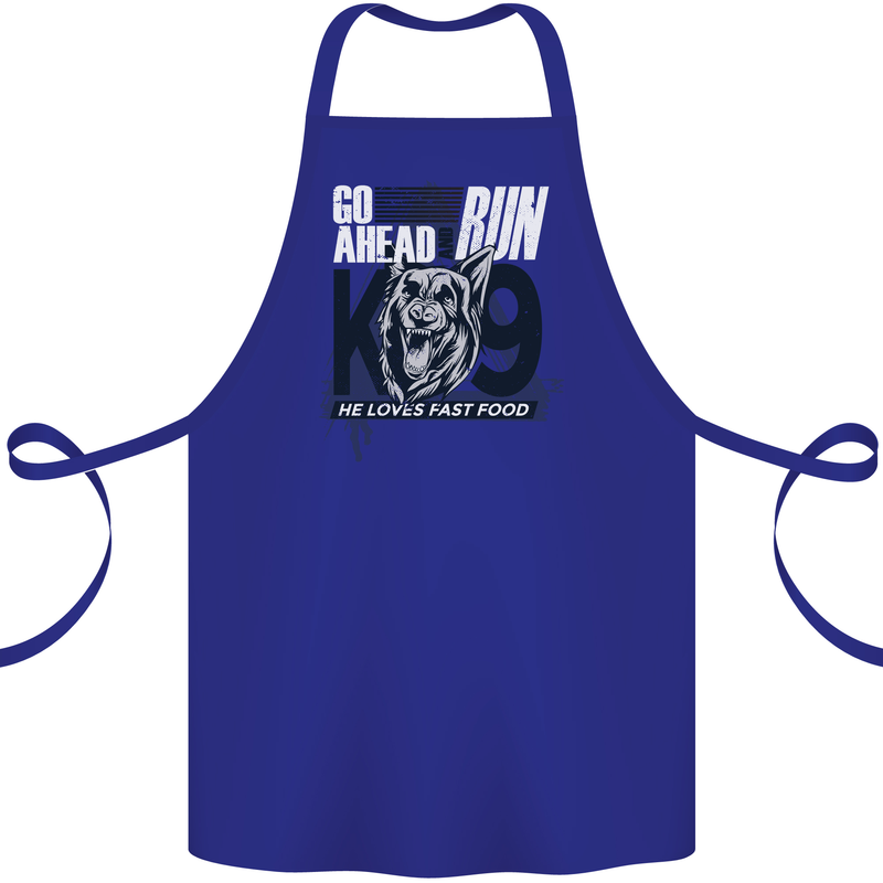 Guard Dog German Shepherd Fast Food Cotton Apron 100% Organic Royal Blue