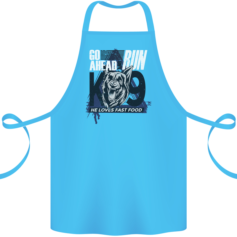 Guard Dog German Shepherd Fast Food Cotton Apron 100% Organic Turquoise