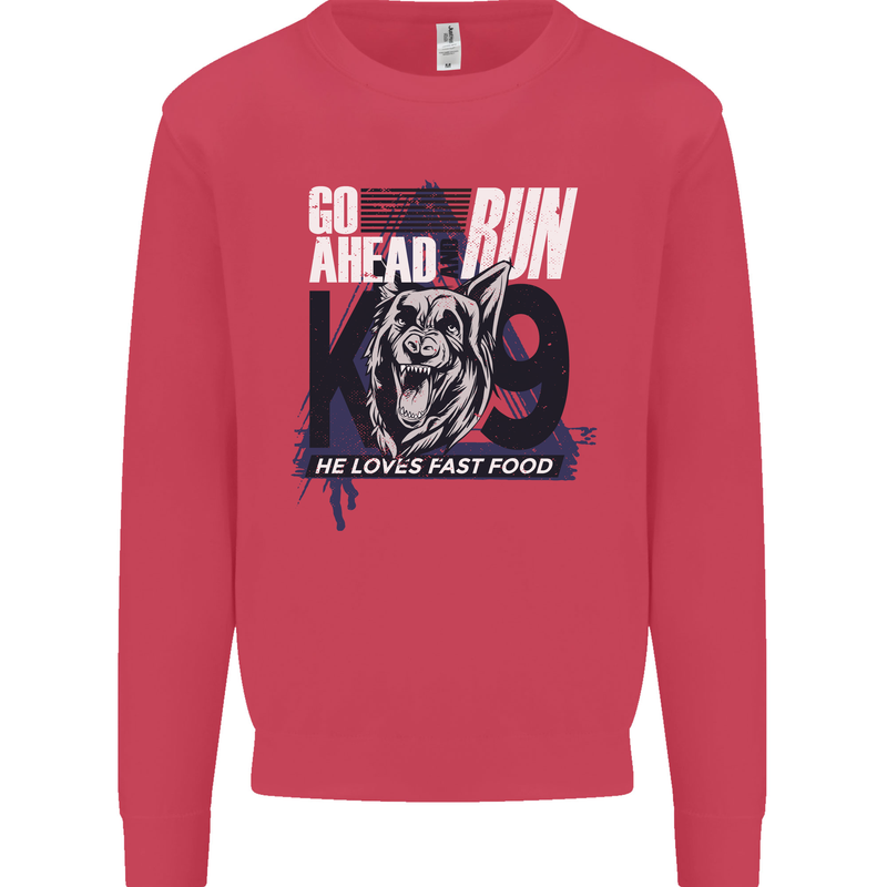 Guard Dog German Shepherd Fast Food Kids Sweatshirt Jumper Heliconia