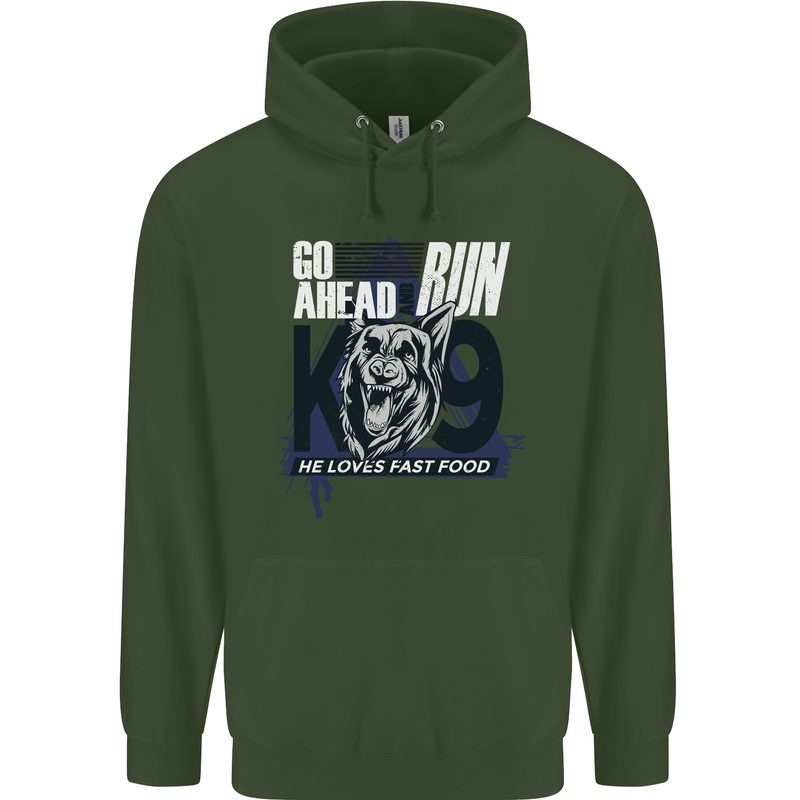 Guard Dog German Shepherd Fast Food Mens 80% Cotton Hoodie Forest Green