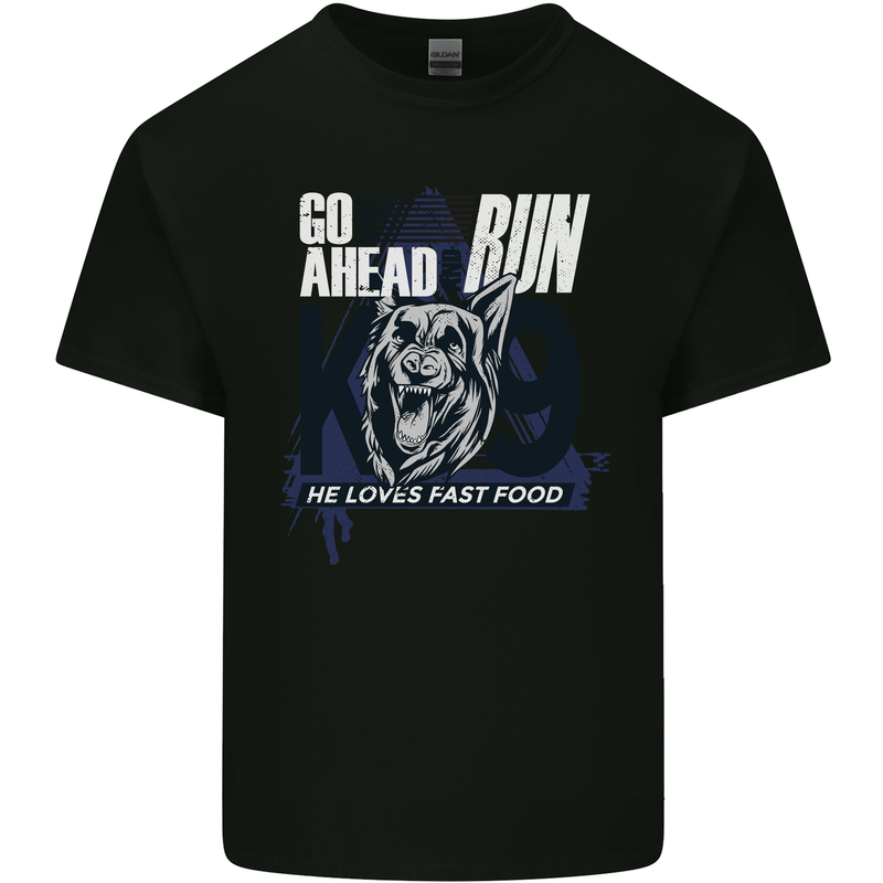 Guard Dog German Shepherd Fast Food Mens Cotton T-Shirt Tee Top Black