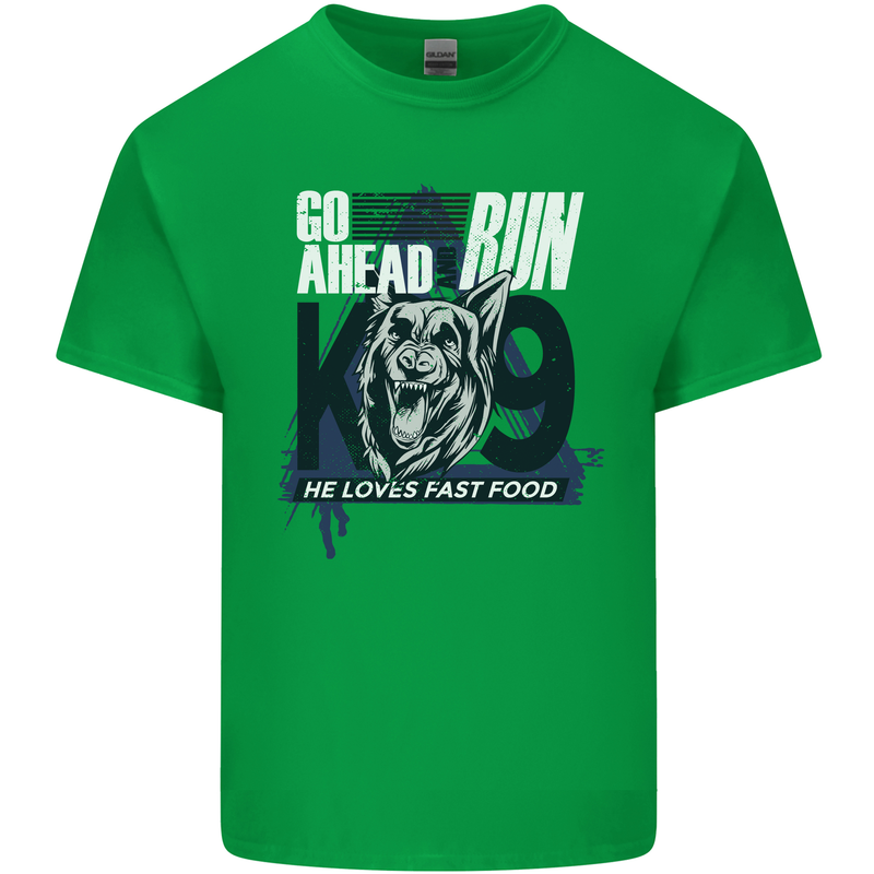 Guard Dog German Shepherd Fast Food Mens Cotton T-Shirt Tee Top Irish Green