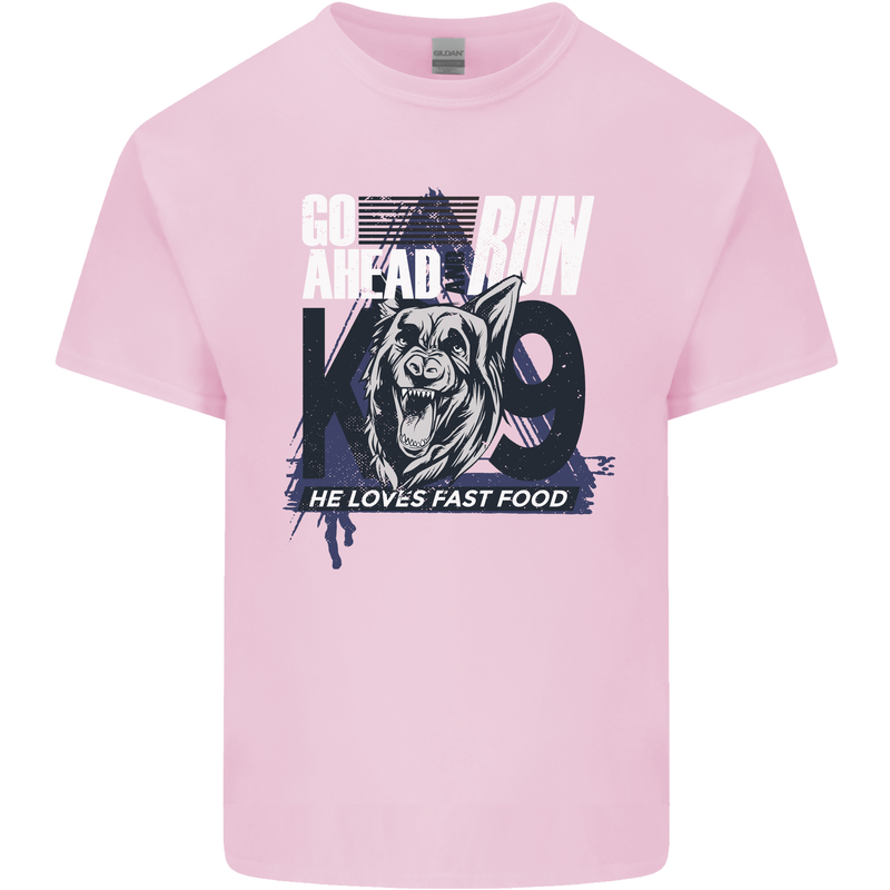 Guard Dog German Shepherd Fast Food Mens Cotton T-Shirt Tee Top Light Pink