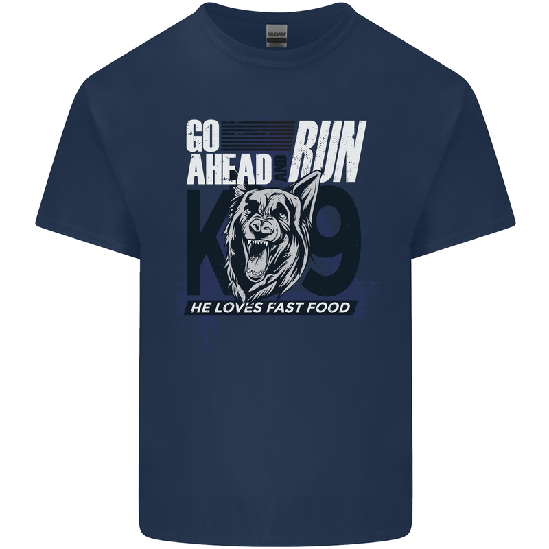 Guard Dog German Shepherd Fast Food Mens Cotton T-Shirt Tee Top Navy Blue