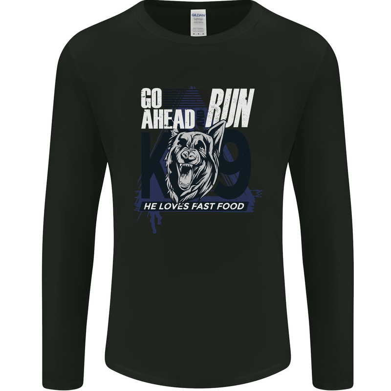 Guard Dog German Shepherd Fast Food Mens Long Sleeve T-Shirt Black