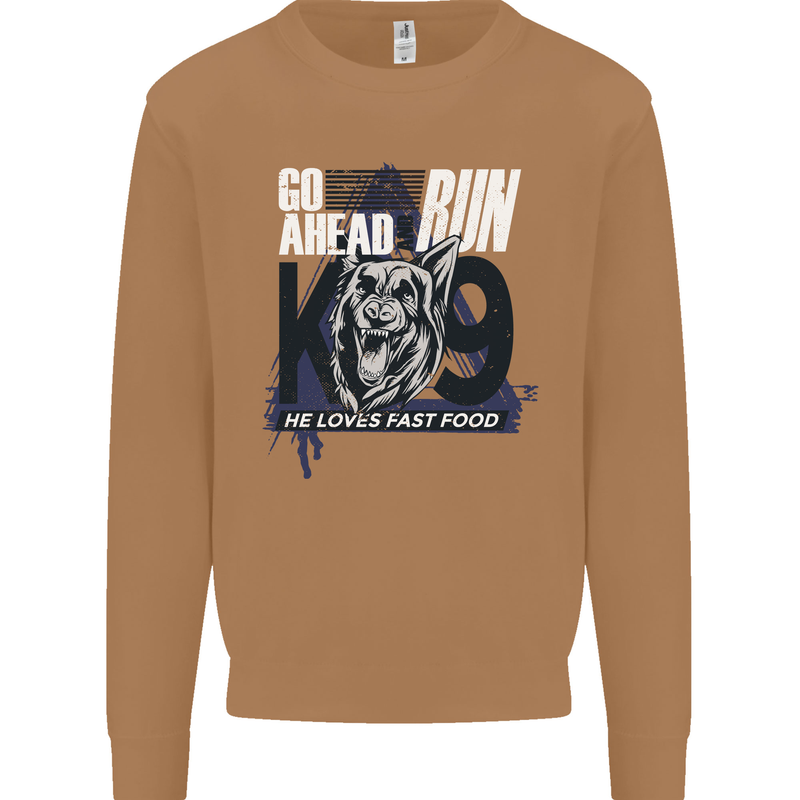 Guard Dog German Shepherd Fast Food Mens Sweatshirt Jumper Caramel Latte
