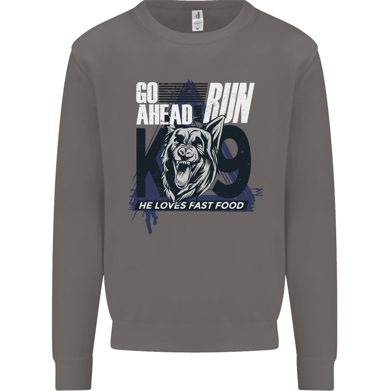 Guard Dog German Shepherd Fast Food Mens Sweatshirt Jumper Charcoal
