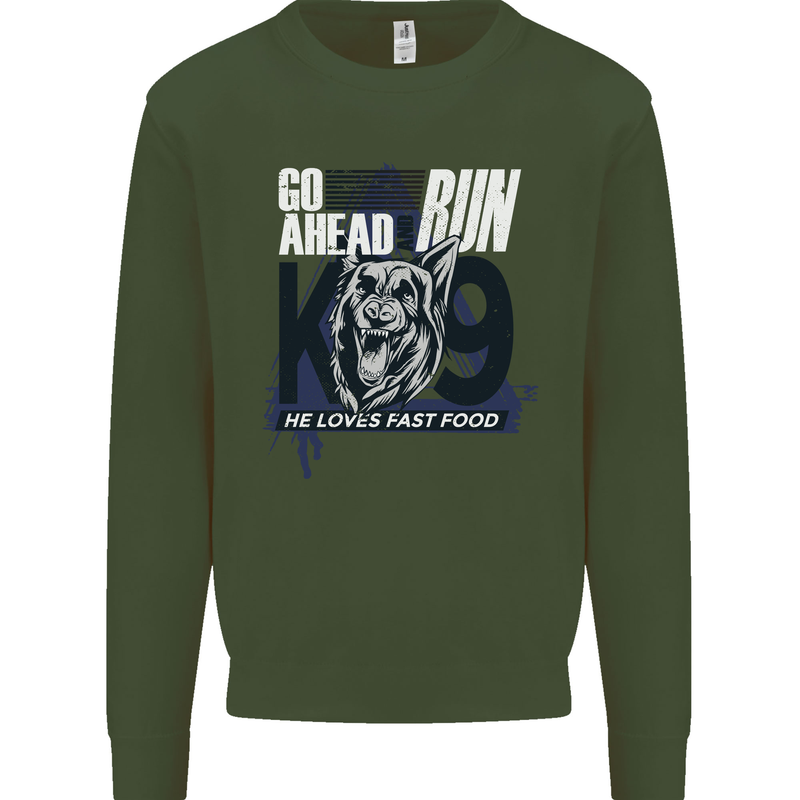 Guard Dog German Shepherd Fast Food Mens Sweatshirt Jumper Forest Green