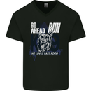 Guard Dog German Shepherd Fast Food Mens V-Neck Cotton T-Shirt Black