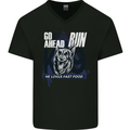 Guard Dog German Shepherd Fast Food Mens V-Neck Cotton T-Shirt Black