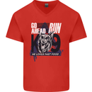 Guard Dog German Shepherd Fast Food Mens V-Neck Cotton T-Shirt Red