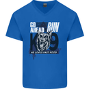 Guard Dog German Shepherd Fast Food Mens V-Neck Cotton T-Shirt Royal Blue