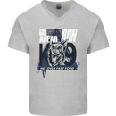 Guard Dog German Shepherd Fast Food Mens V-Neck Cotton T-Shirt Sports Grey