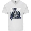Guard Dog German Shepherd Fast Food Mens V-Neck Cotton T-Shirt White