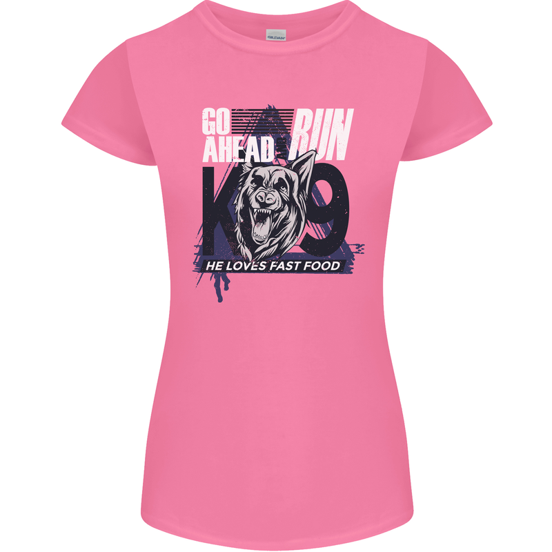 Guard Dog German Shepherd Fast Food Womens Petite Cut T-Shirt Azalea