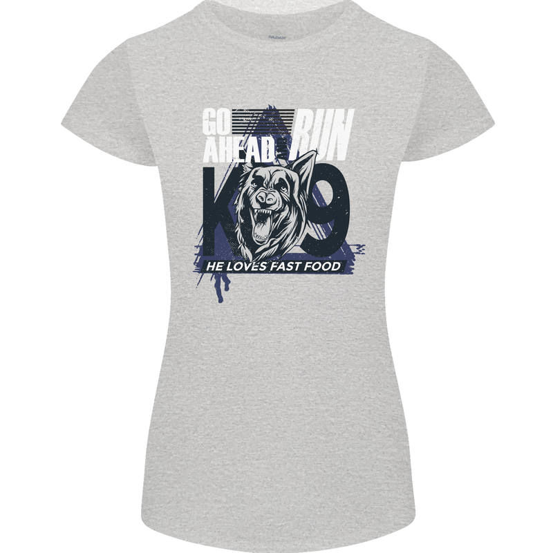 Guard Dog German Shepherd Fast Food Womens Petite Cut T-Shirt Sports Grey