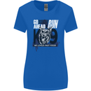 Guard Dog German Shepherd Fast Food Womens Wider Cut T-Shirt Royal Blue