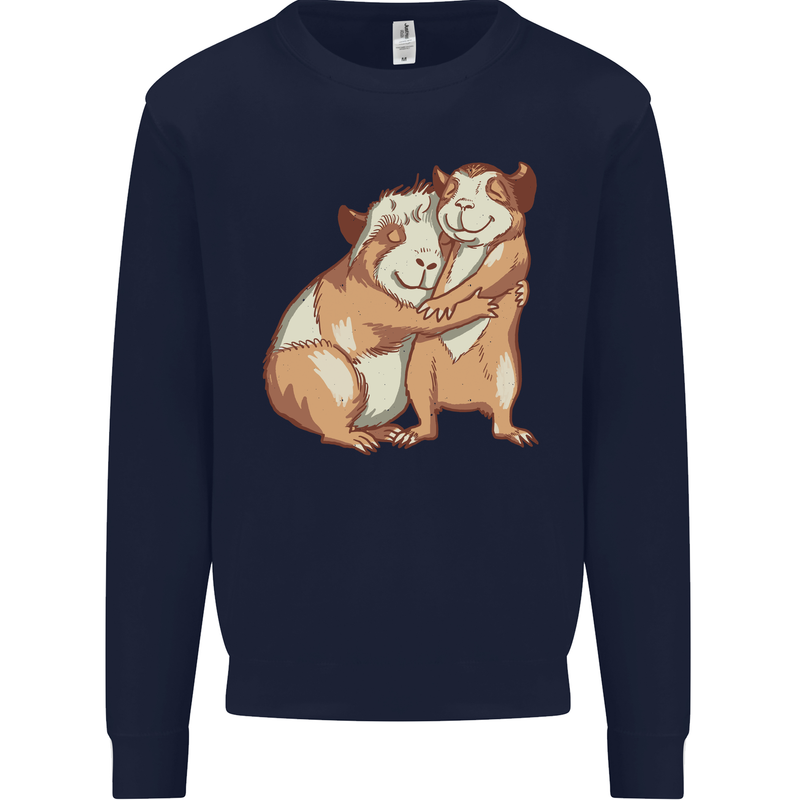 Guinea Pigs Hugging Kids Sweatshirt Jumper Navy Blue
