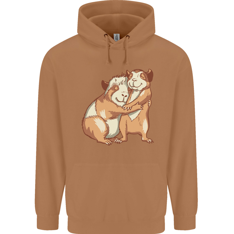 Guinea Pigs Hugging Mens 80% Cotton Hoodie Caramel Latte