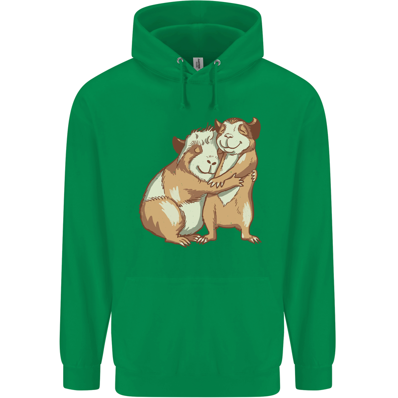 Guinea Pigs Hugging Mens 80% Cotton Hoodie Irish Green