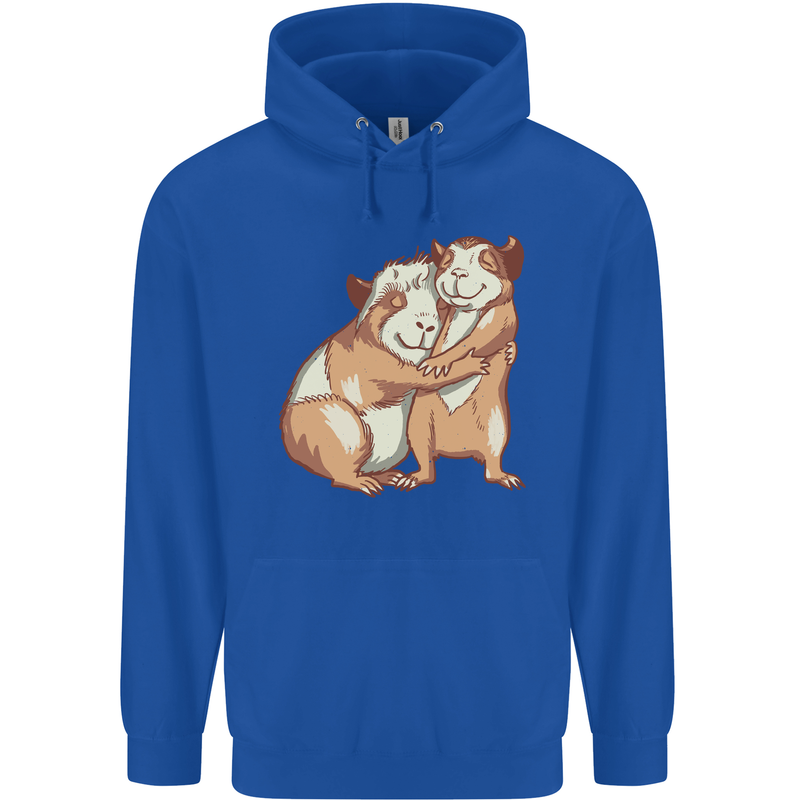 Guinea Pigs Hugging Mens 80% Cotton Hoodie Royal Blue